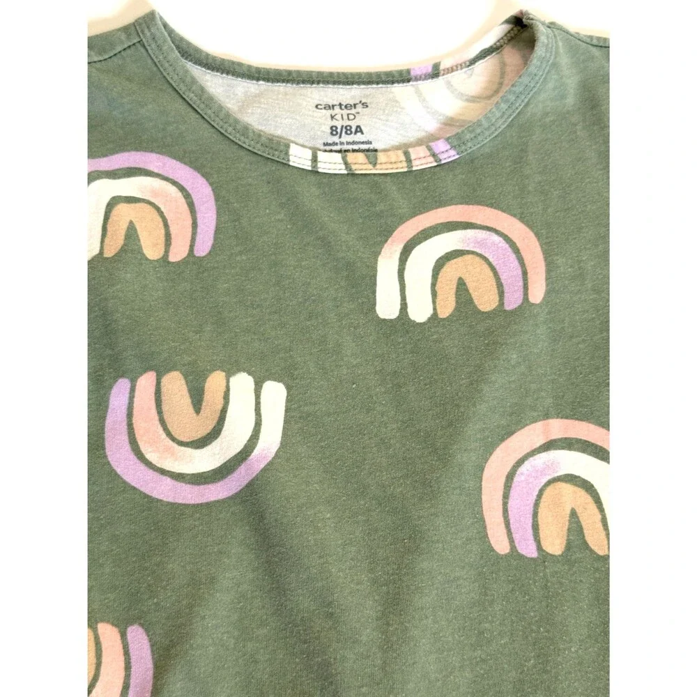 Carter's Girls Size 8 Dress Adaptive Pullover Knee Length Rainbows Boho Modern